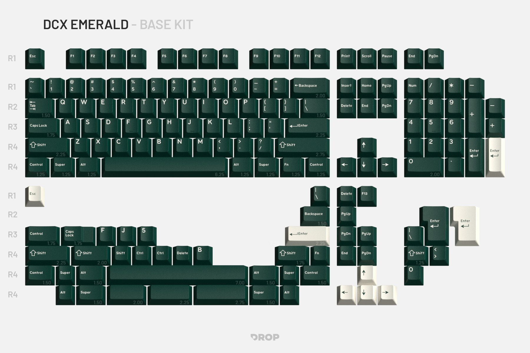 Drop DCX Emerald キーキャップ Base Kit Drop DCX Emerald Keycap Set | Mechanical Keyboards | Keycaps